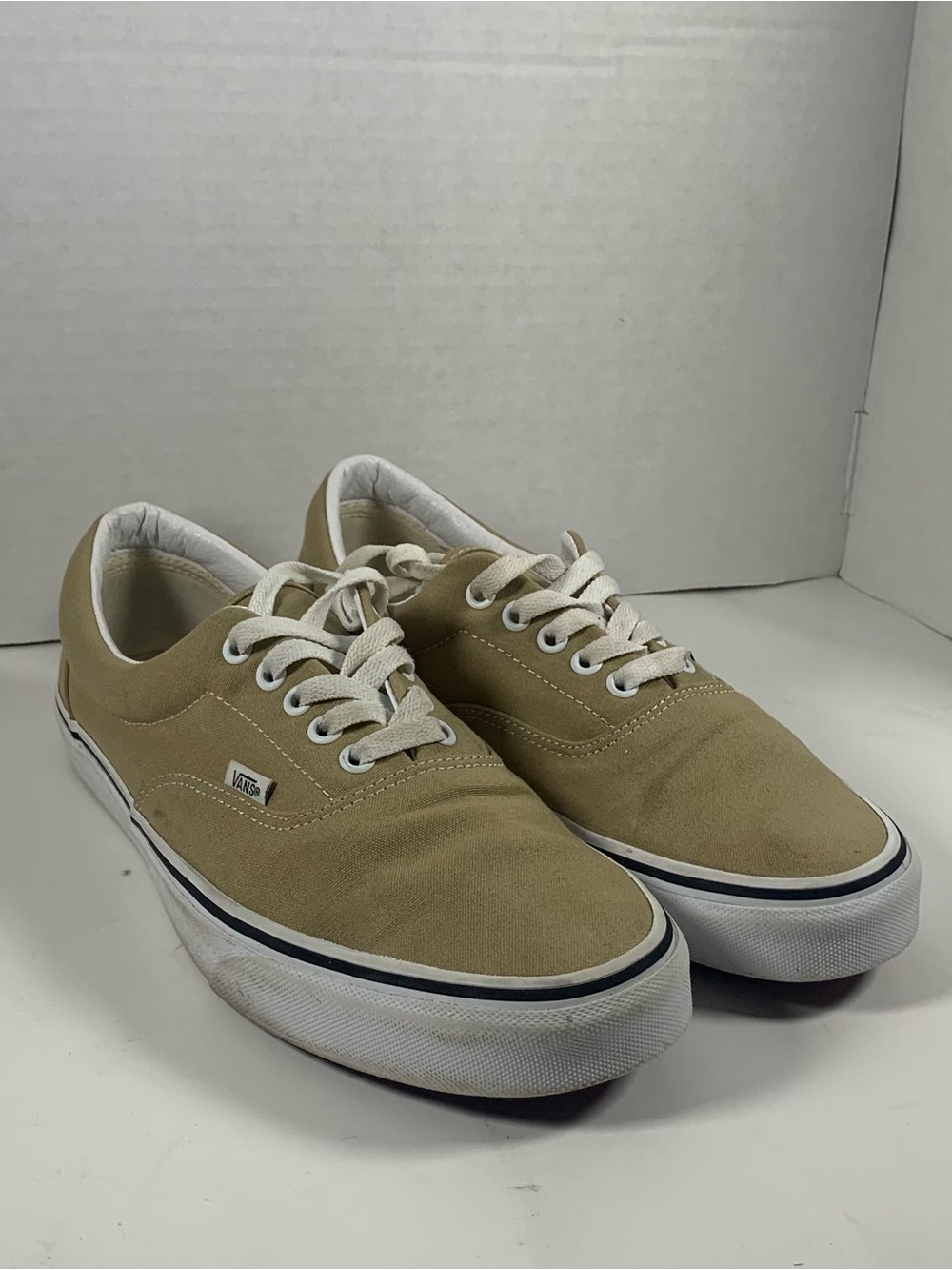 Vans Low-Top Canvas Sneakers in Beige with White Trim